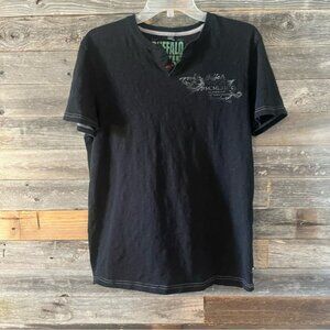 Buffalo David Bitton 73 Eagle Logo Black T-shirt,  Men's  M